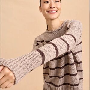 La Ligne NYC ⭐️NEW⭐️ Marina Striped Tan Chocolate Womens Sweater Size XL XXL NEW